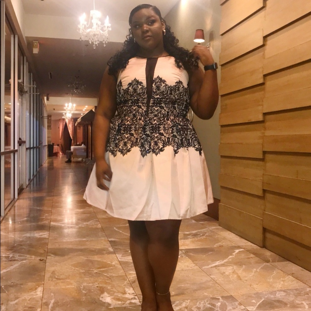 Light pink silk dress with mesh middle area